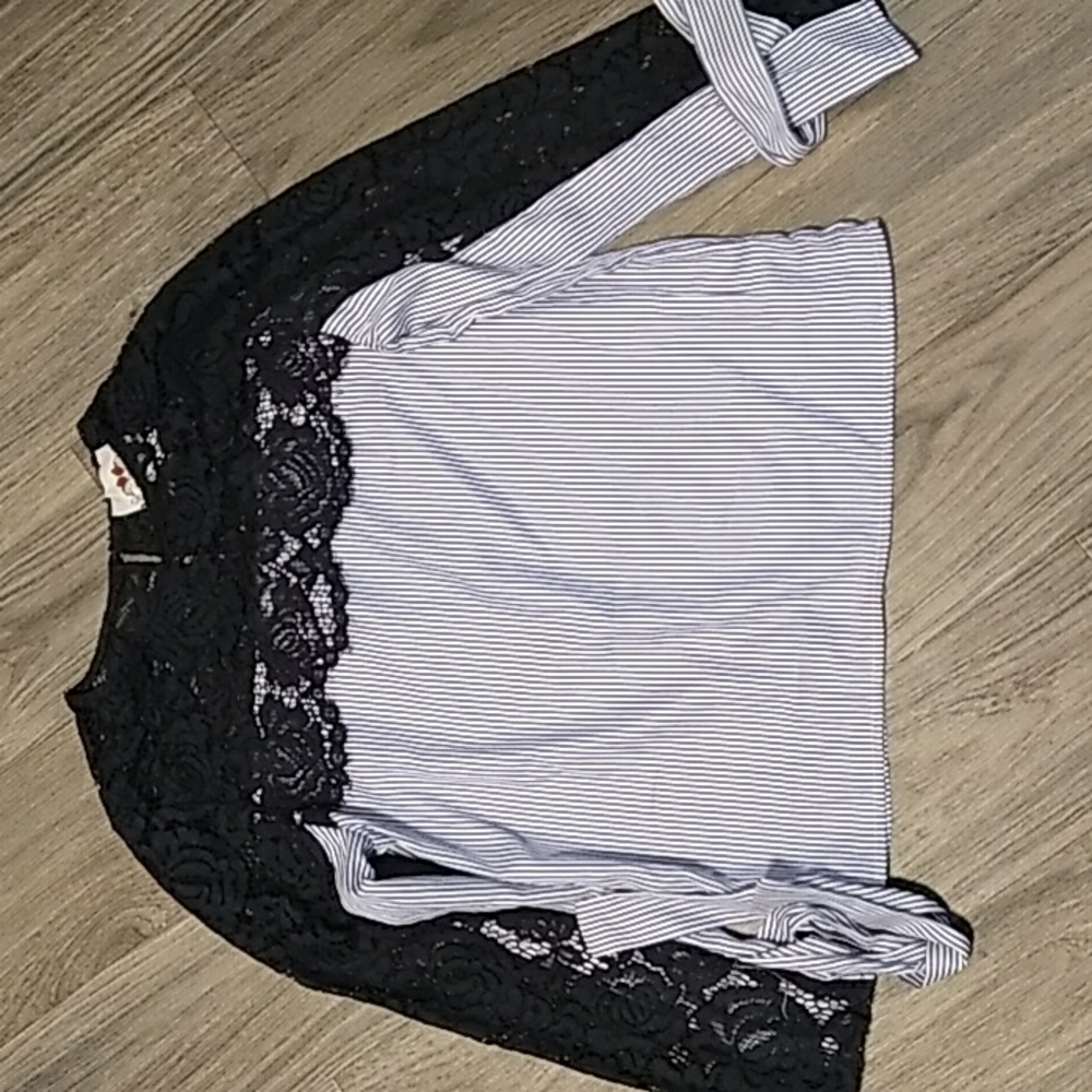 Blue Floral & Striped Blouse